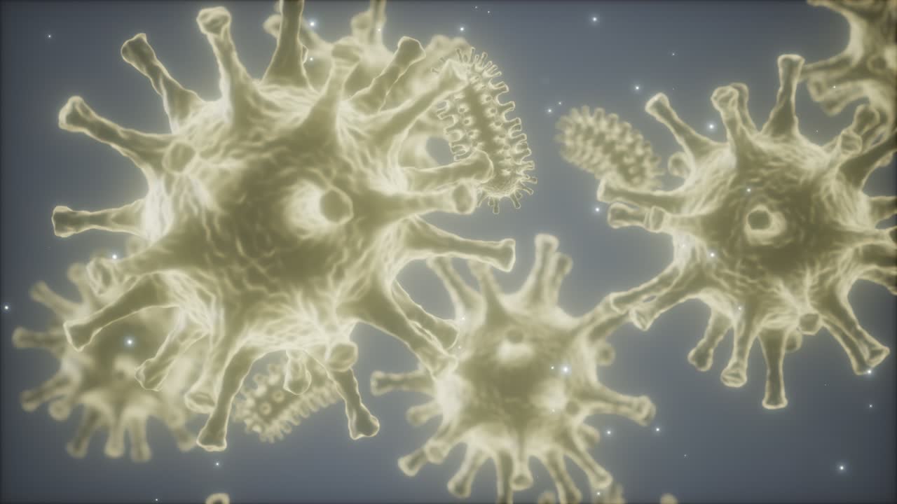 Bacteria virus or germs microorganism cells under microscope with depth
