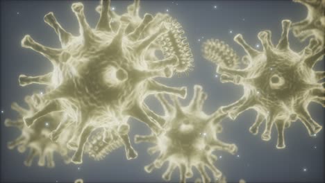 Bakterien,-Viren-Oder-Keime,-Mikroorganismuszellen-Unter-Dem-Mikroskop-Mit-Tiefe