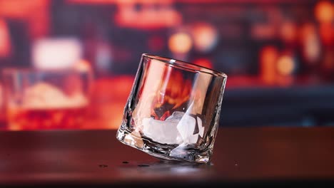 whiskey glass with ice