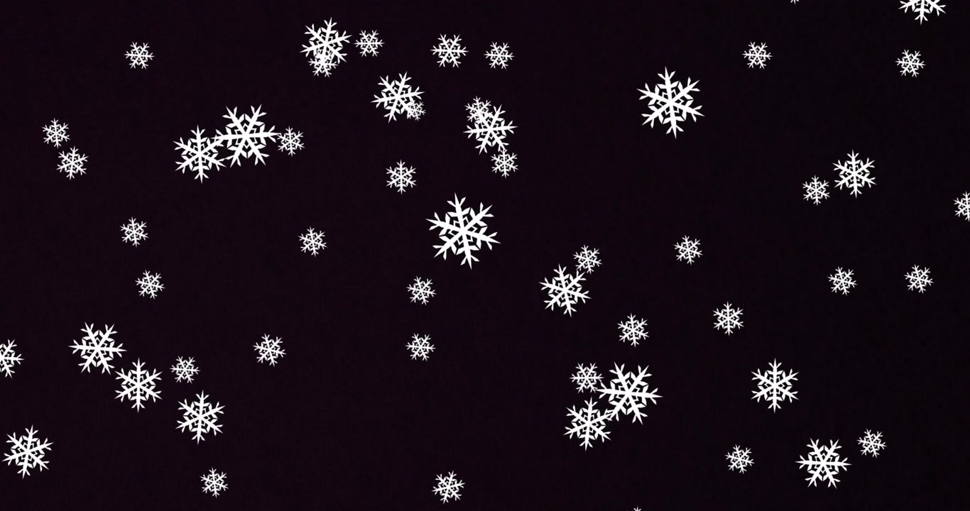 Animasjon av snø som faller på svart bakgrunn