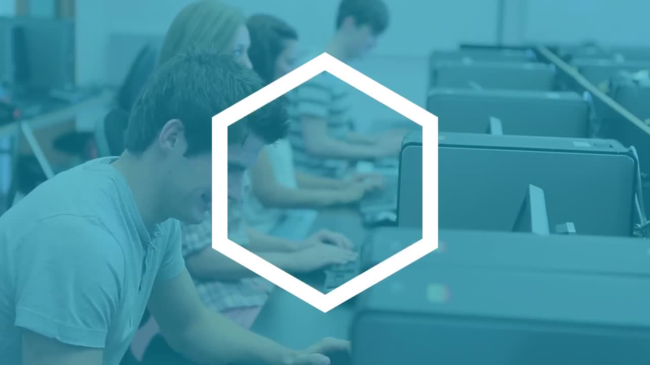 Animation of scopes scanning over students using computer