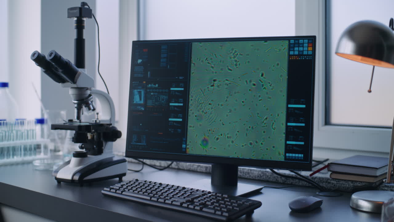 Laboratory Microscope and Computer with Digital Image