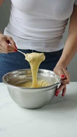 mixing dough for baking