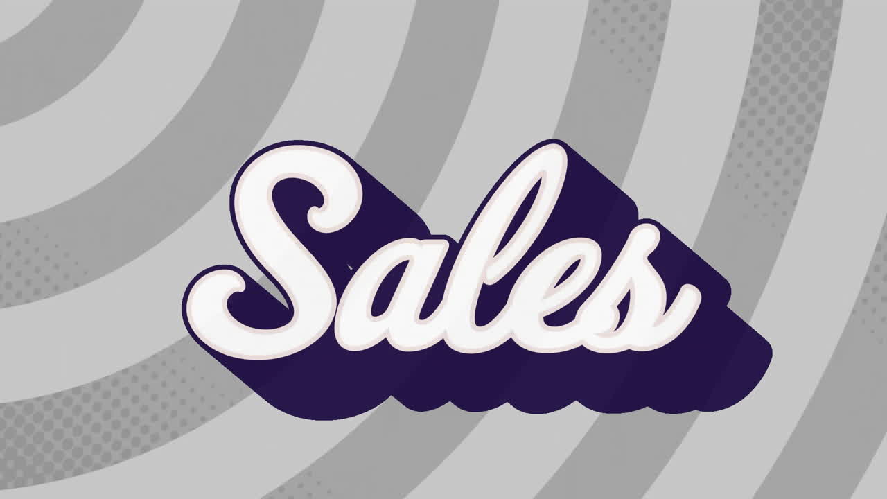 animación del texto de ventas sobre formas grises en movimiento