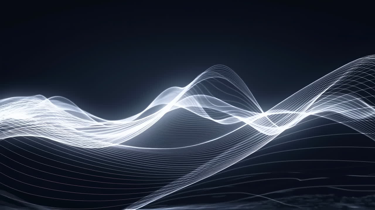 Glowing Abstract Wave Lines Flowing on Dark Background