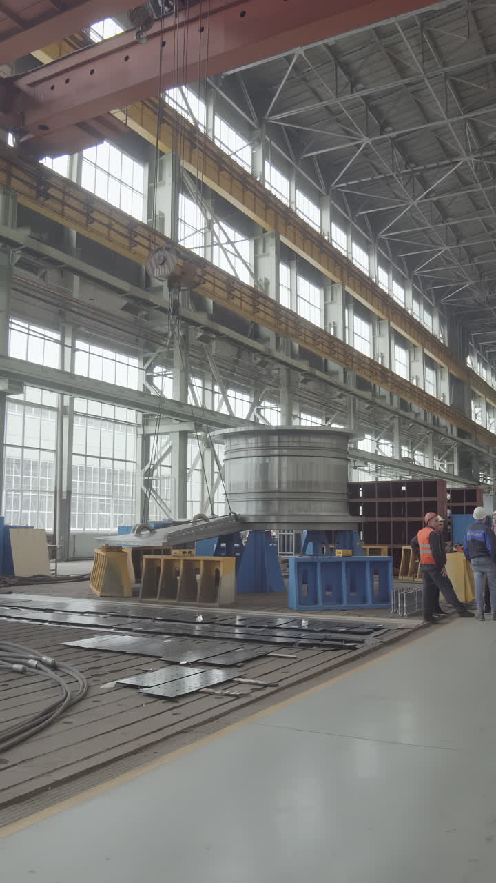 Industrial Facility with Large Parts and Workers