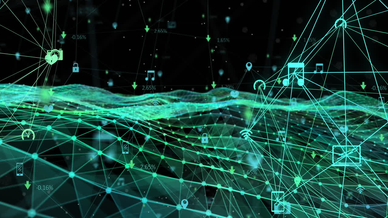 globo de iconos digitales contra las ondas digitales