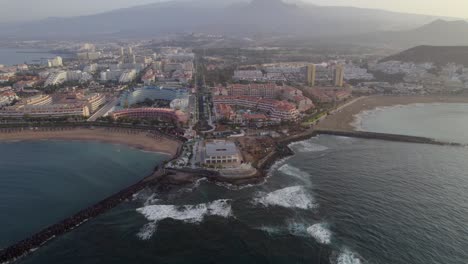 Aerial-View-Of-Playa-De-Las-Americas,-Tenerife,-Spain