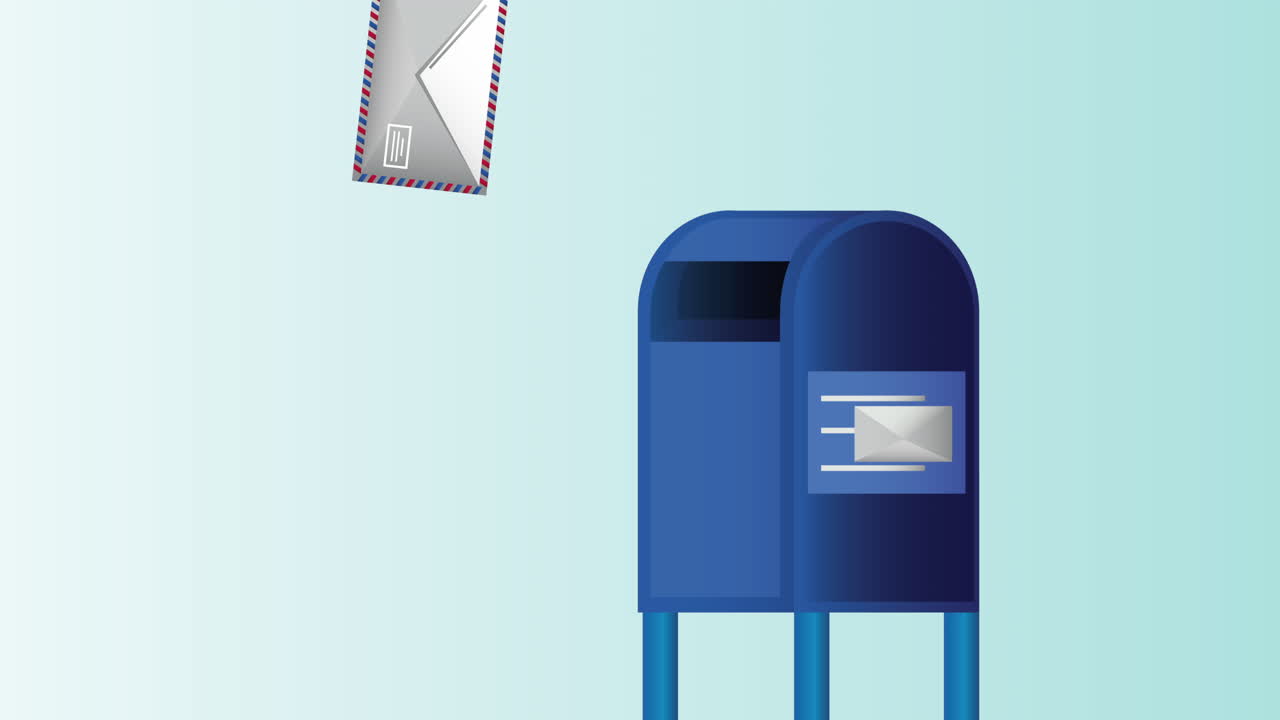 우편 상자 및 봉투와 함께 우편 서비스 애니메이션