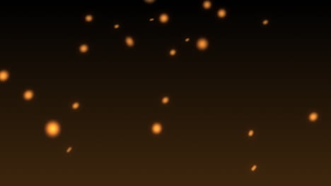 orbes naranjas brillantes caen sobre un telón de fondo marrón en una animación abstracta digital.