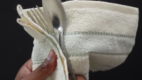 hand drying clean silverware