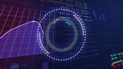 Charts,-graphs-and-financial-data-processing-on-dark-background