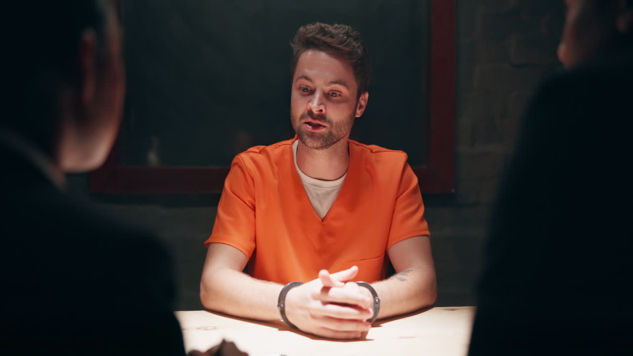 A prisoner being interrogated
