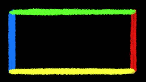 Stop motion colourful frame animation, primary colours on a transparent background