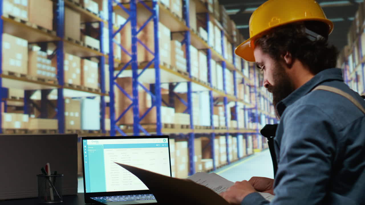 supervisor de exportación que redacta la facturación para la logística del producto