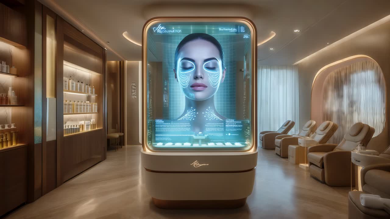 현대적인 럭셔리 스파 얼굴 치료실
