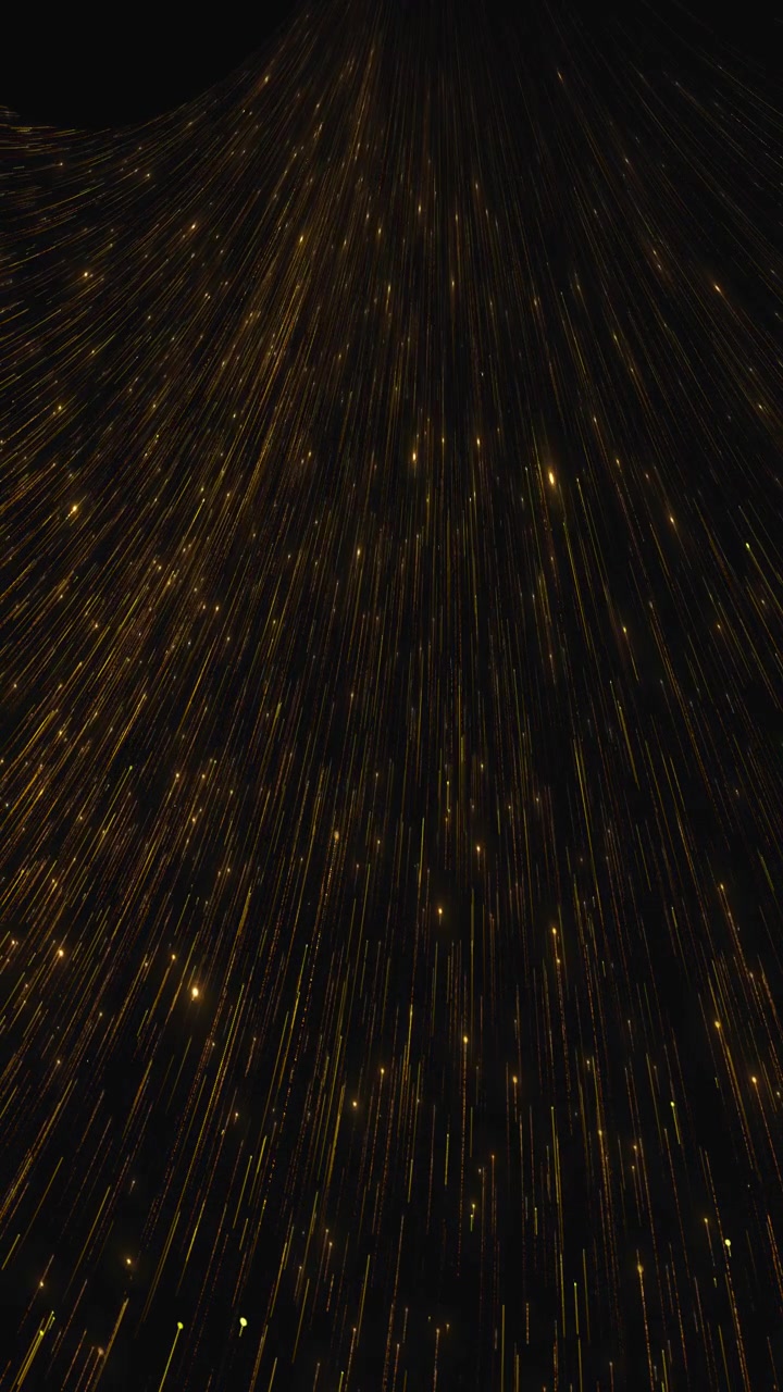 Gold particles moving background fast energy flying wave line dust ...