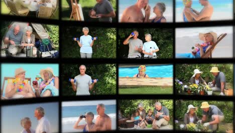 montage of elderly couples relaxing