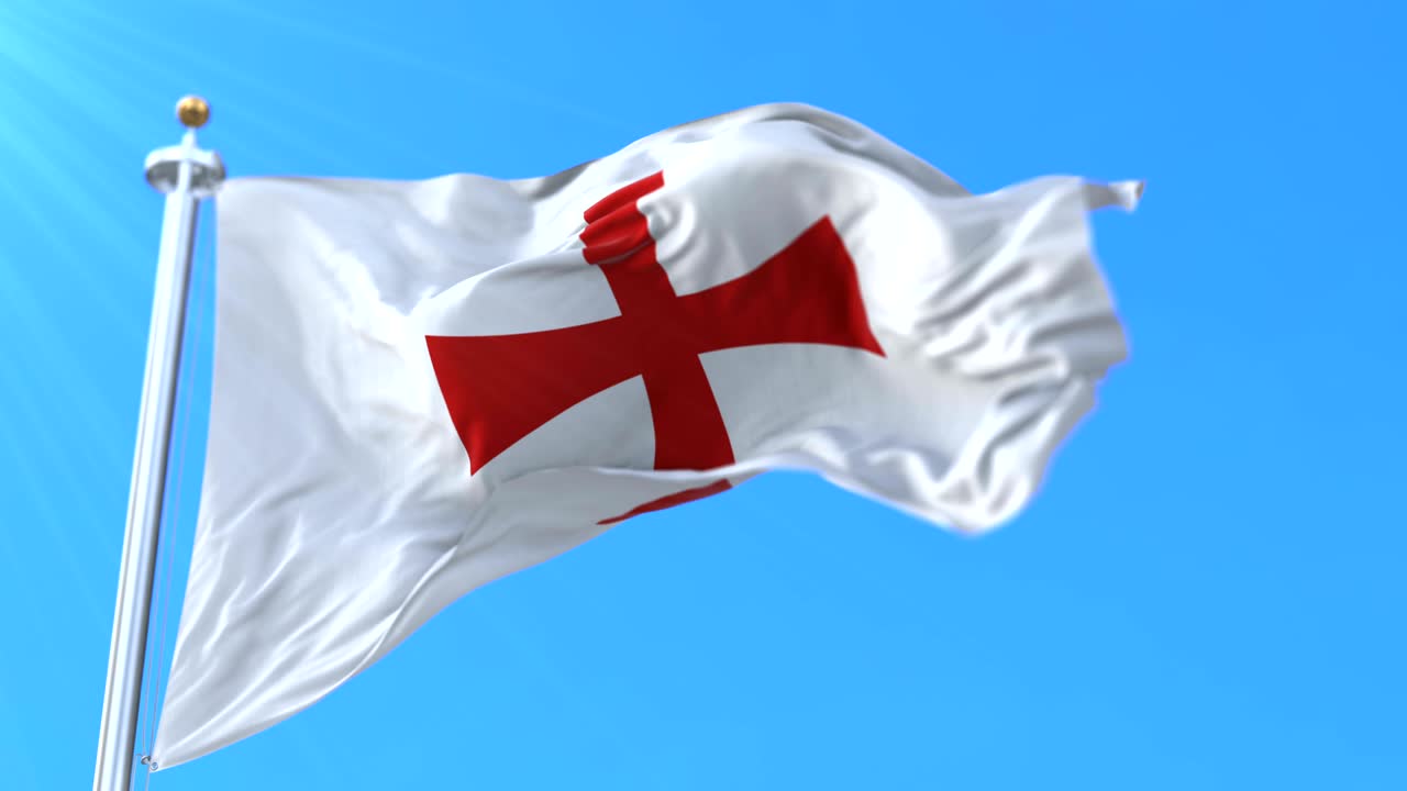 템플 기사들의 발이 파란 하늘에서 흔들리고 있다.