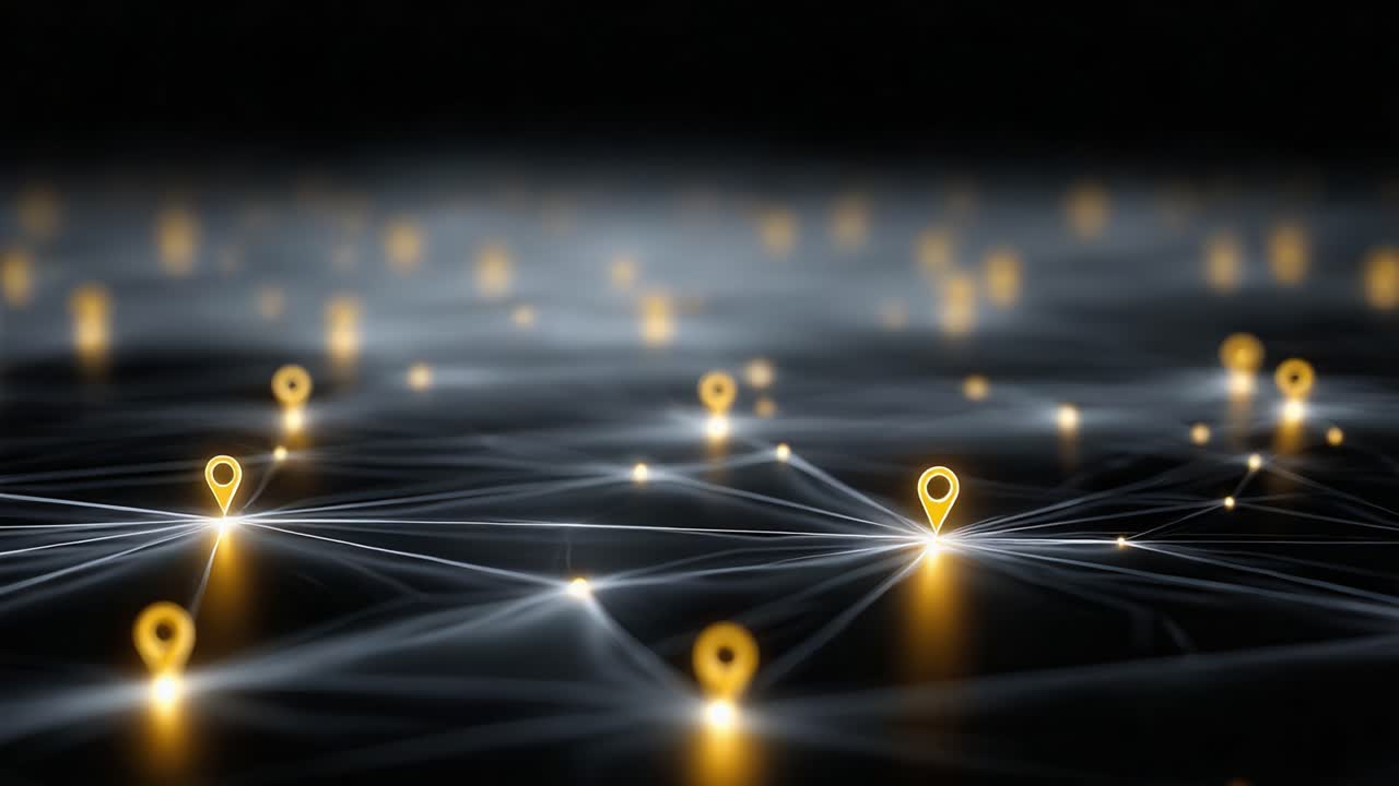 Exploring the Intricate Network of Connected Points: A Visual Representation of Digital Mapping and Geolocation Technologies in Action