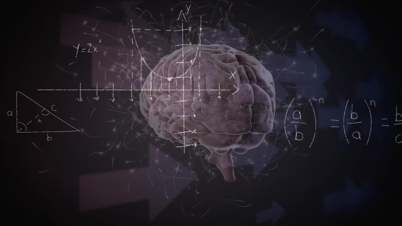 Animation of mathematical data processing over human brain