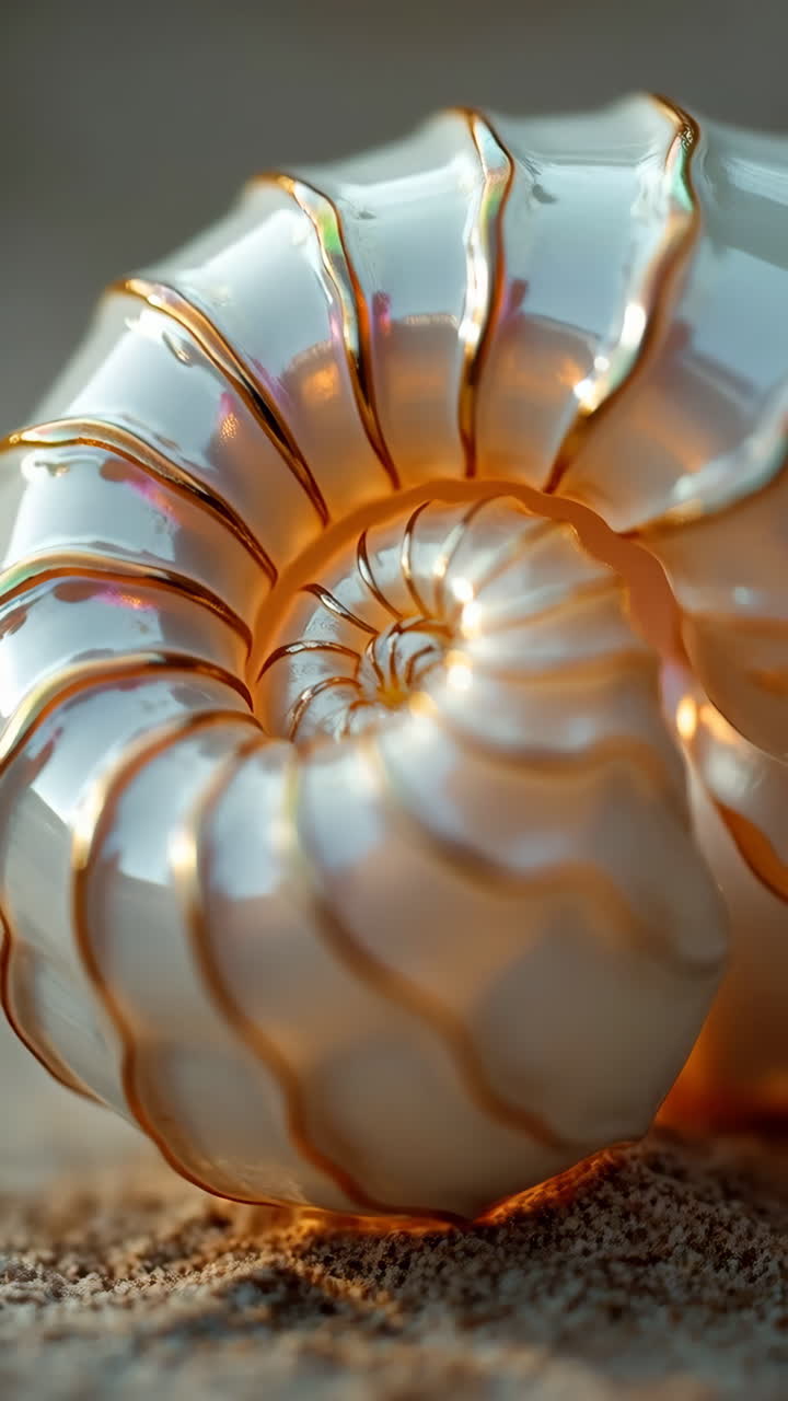 Close-up of an Iridescent Nautilus Shell