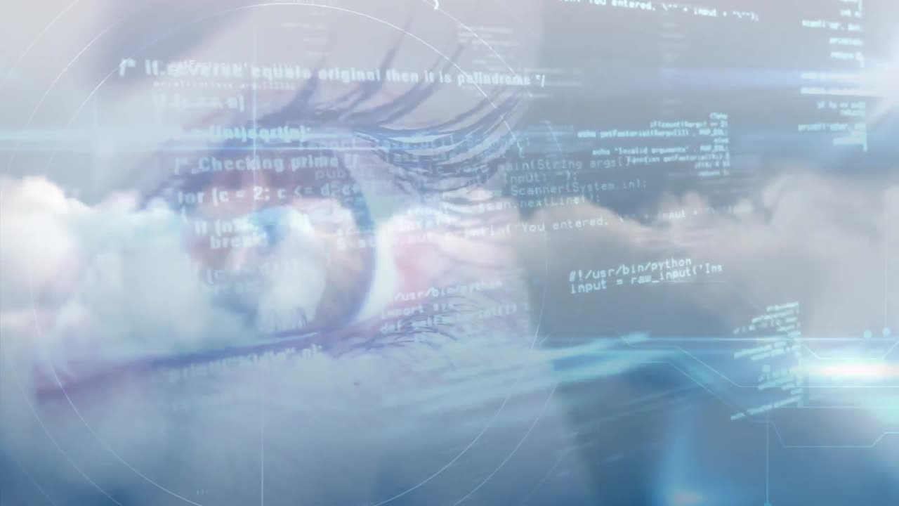 데이터에 초점을 맞춘 여성의 눈