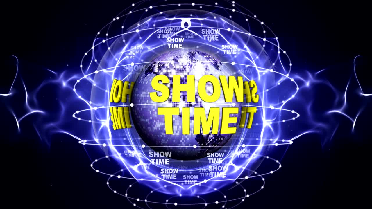 지구를 둘러싼 시간 텍스트 애니메이션 디스코 공, 렌더링, 배경, 루프