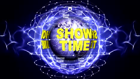 mostrar tiempo animación de texto alrededor de la tierra bola de discoteca, renderización, fondo, bucle