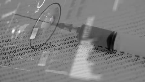 animación del procesamiento de datos y la jeringa