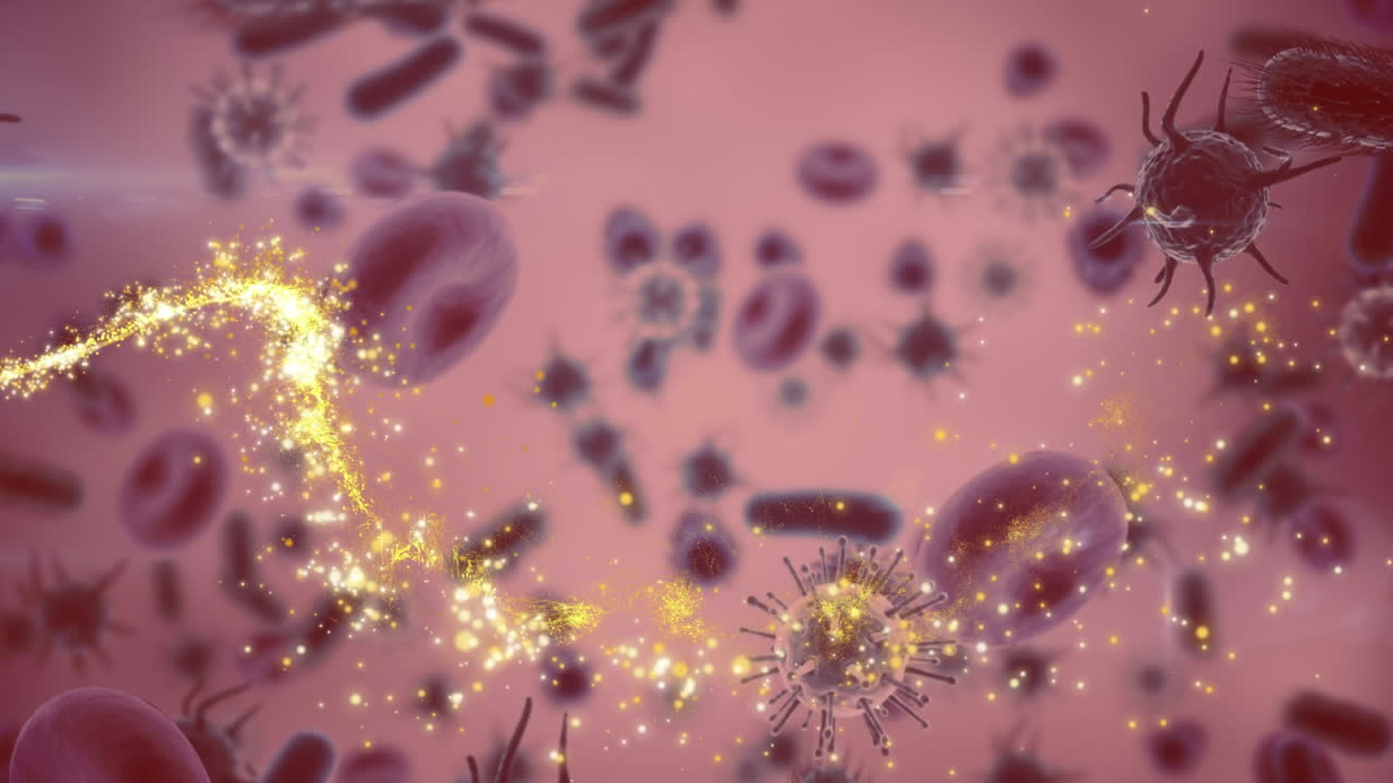 ⁇ 은 배경 위에서 움직이는 세포의 애니메이션