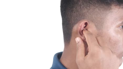 person checking their ear