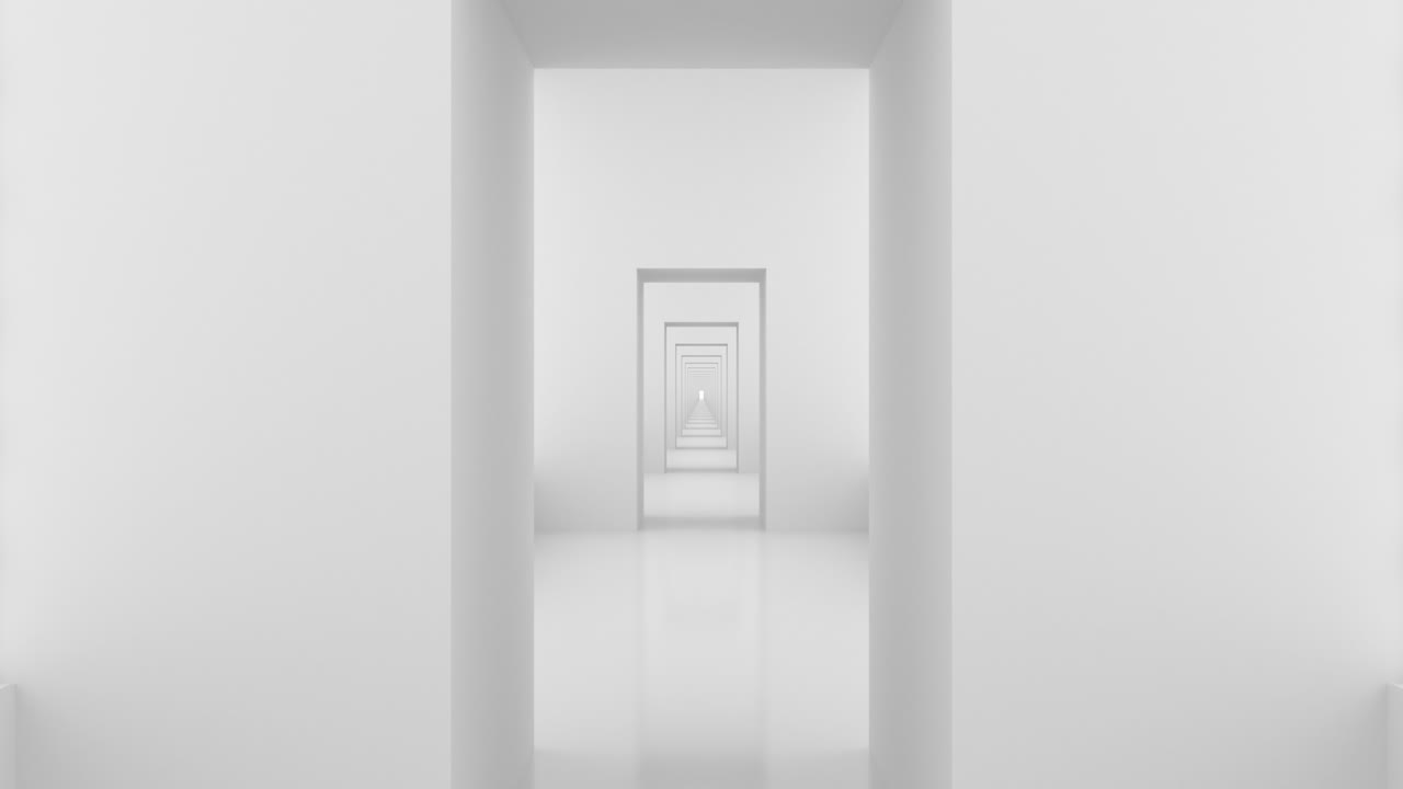 Corridoio bianco vuoto futuristico con luce brillante