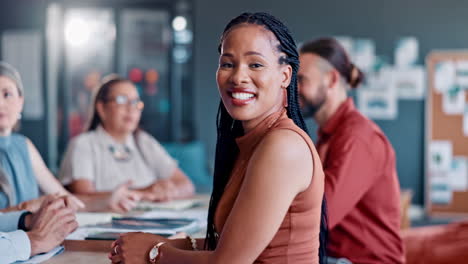 Face,-business-and-black-woman-in-meeting