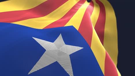 3d waving catalunya pro-independence flag