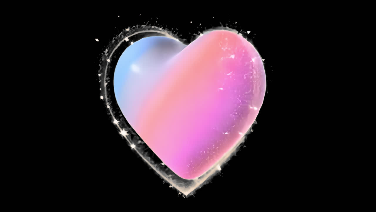 Colorful gradient heart illustration animated overlay, transparent 4K video, alpha channel, ProRes