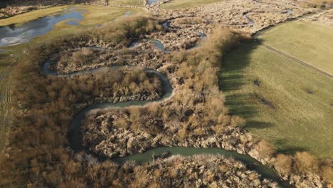 aerial view of the artificially constructed polder serving as flood protection