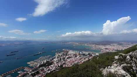 rock of gibraltar panoramic views with city port and iberian peninsula