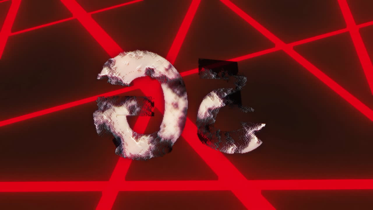 Animation of 5g text and data processing over neon pattern