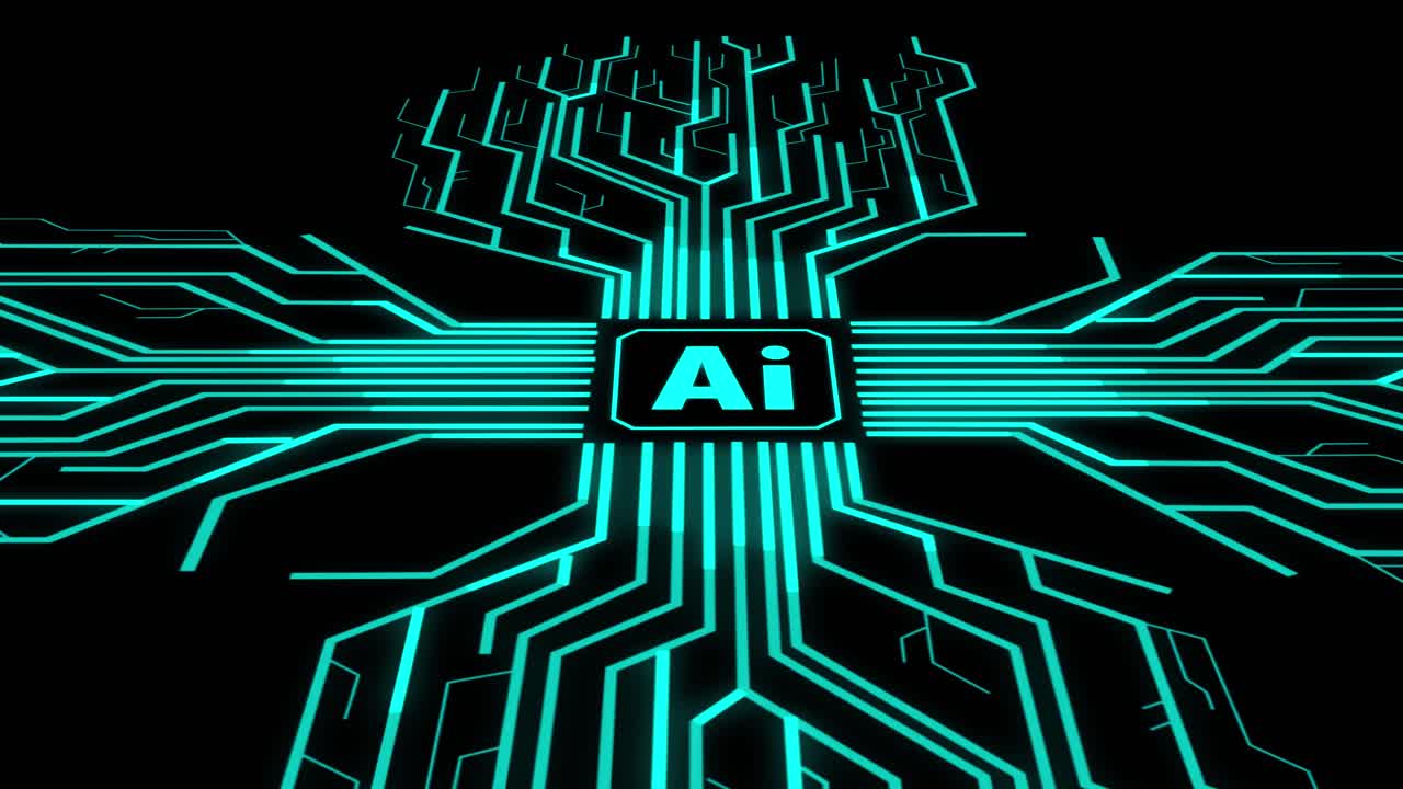 Ai With Futuristic Artificial Intelligence Spreading Through Internet. Visualization Of Machine Learning, Computer Technology, Neural Network