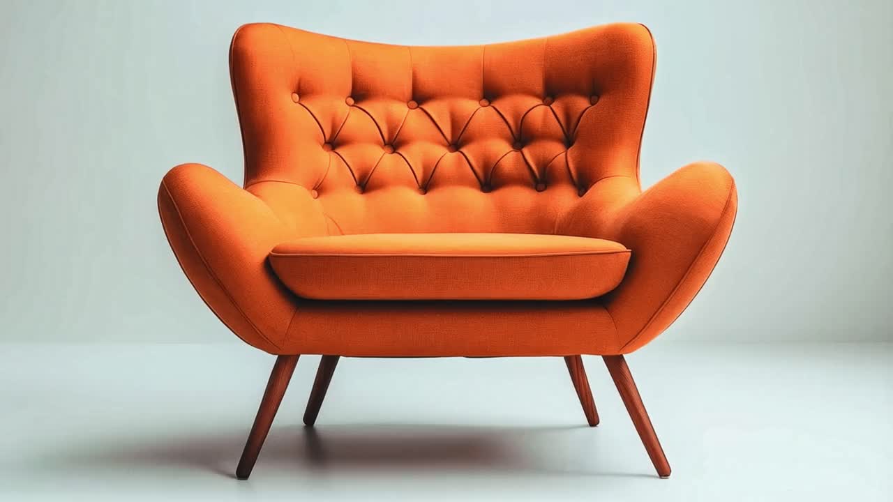 Stylish Orange Tufted Armchair