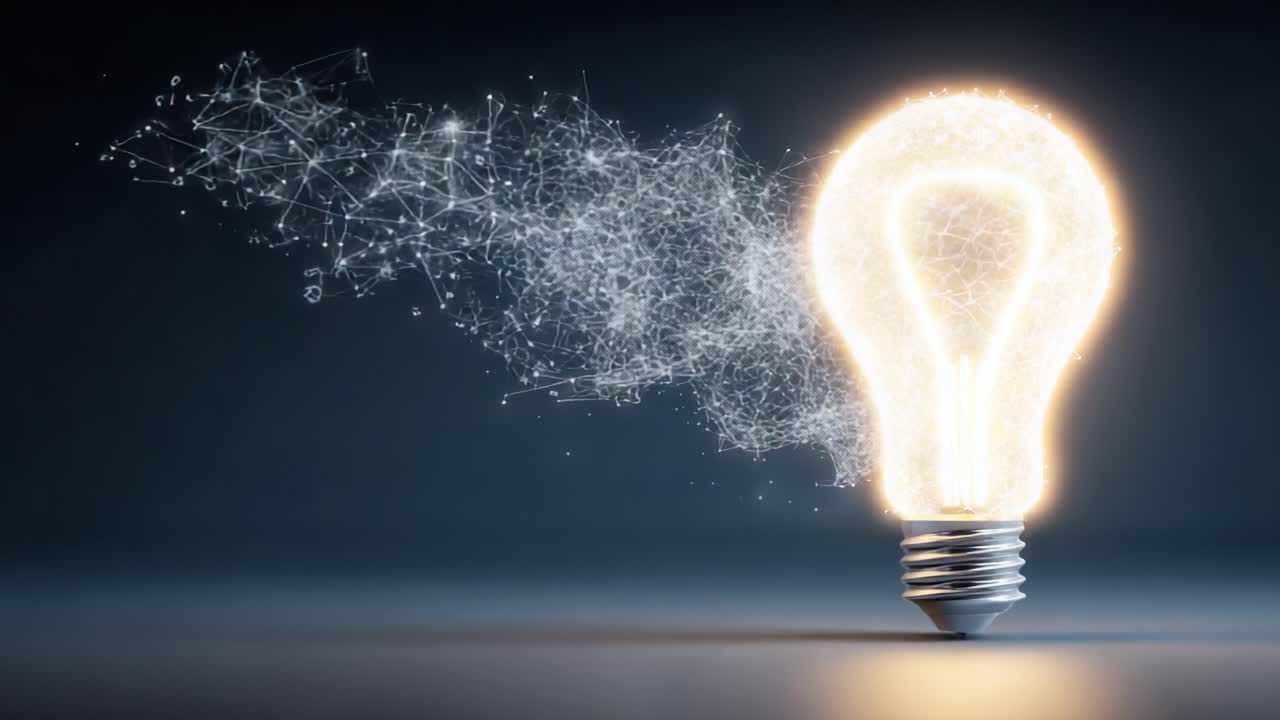 A Dynamic Transformation of a Light Bulb Imagery, Symbolizing Creativity, Innovation, and the Power of Ideas in a Visual Representation of Enlightenment