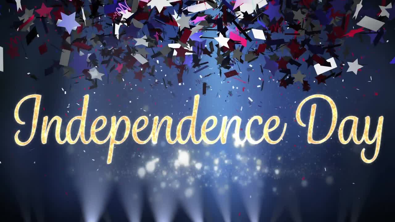 독립기념일 텍스트와 콘페티