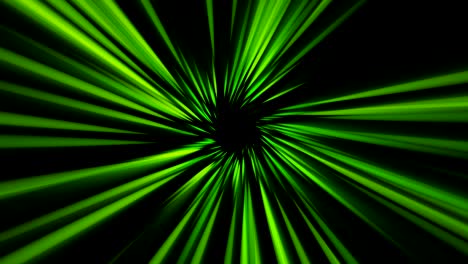 los rayos de luz verde vienen del centro. embudo de energía. bucle sin costuras fondo abstracto.