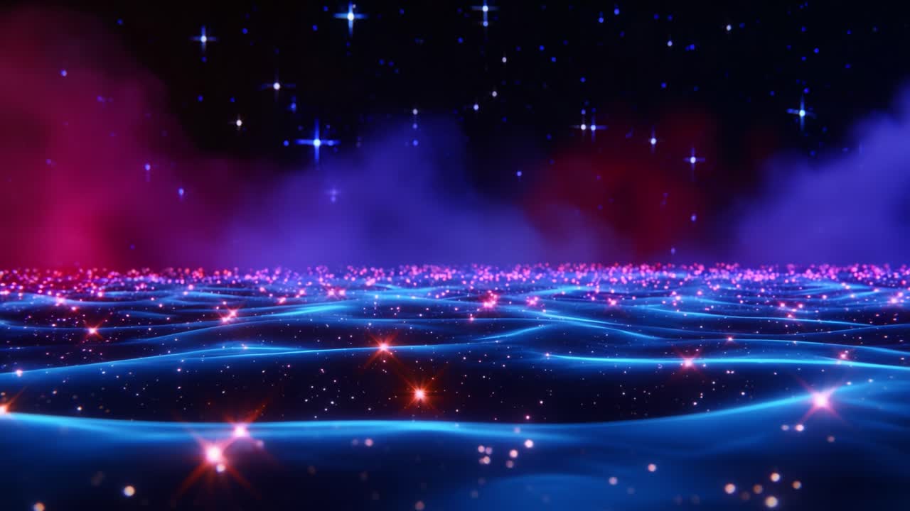 A Captivating Cosmological Scene Depicting an Ethereal Ocean-Like Surface Overlayed with Sparkling Stars and Colorful Nebulae, Creating a Vivid and Dreamlike Atmosphere of Cosmic Wonder and Beauty