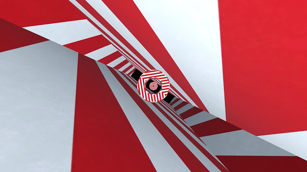 Abstract creative tunnel with dots. Geometric design, swirling, rotating camera and alpha channel end of tunnel.