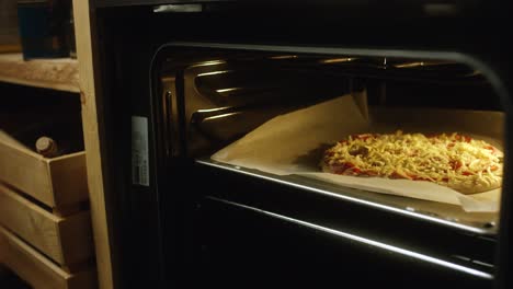 baking pizza in oven