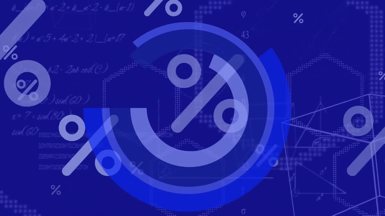 animación del procesamiento de datos financieros sobre un fondo azul.