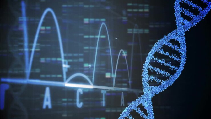 Animation of data processing over dna strand