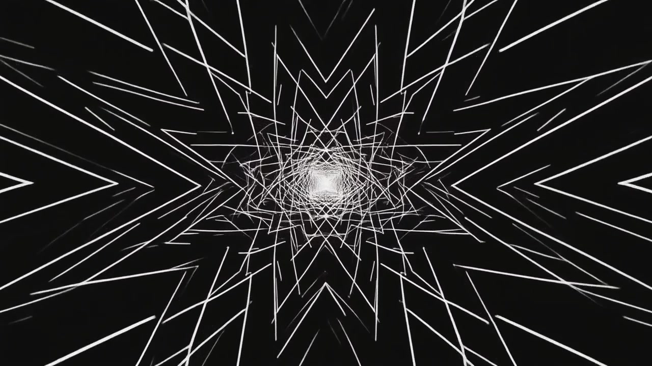 Abstract Geometric Tunnel of White Glowing Lines